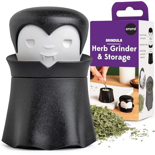OTOTO New Grindula Herb Grinder - Dracula Gothic Manual Spice Grinder for Kitchen, Halloween Mini Spice Grinder, Unique Kitchen Gadgets, Goth Accessories, Spooky Goth Kitchen Gifts, Black