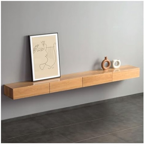 Sideboard Wohnzimmer Hängend 70,8/78,7/86,6 Zoll Holz-Entertainment-Center mit Stauraum for Fernseher, TV-Ständer mit Schublade und 2 Aufbewahrungsschränken for Wohnzimmer, Schlafzimmer, moderne Medie