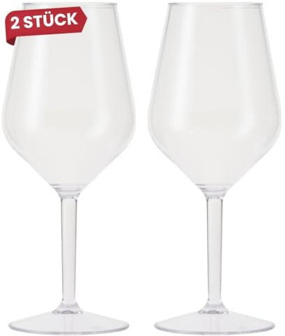 Blue Lake Travel Camping Weingläser aus Kunststoff Weinglas - 2er-Set - unzerbrechlich - ideal für Caravan, Poolpartys, Gartenpartys, Festivals und Picknicks