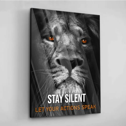Acrylglas Pop Art Graffiti Stay Silent Löwe Lion Wand Abstrakt Wandbilder Glasbilder Wohnzimmer Schlafzimmer Büro Wanddekoration Deko XXL günstig (Acrylglas auf Metall, 120x80 cm)
