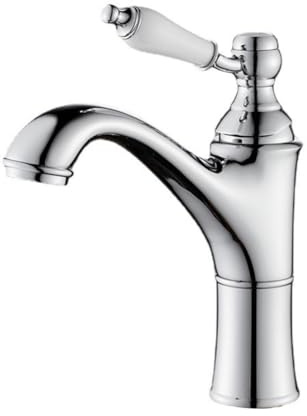 Wasserhahn Bad Waschtischarmatur Retro Antik Stil Messing Einhebel Mischbatterie Waschbecken Armatur, Badarmatur Waschtischbatterie Badezimmer, Chrom, Silber