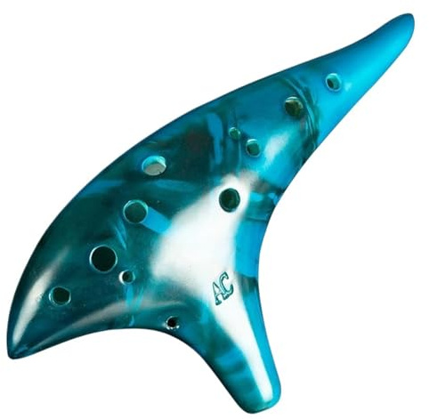 Okarina 12 Loch Klassische Ocarina Stabile Intonation Alto C Ton Smokey Gefeuert Ocarinas Mit Schutzhülle(Blue)