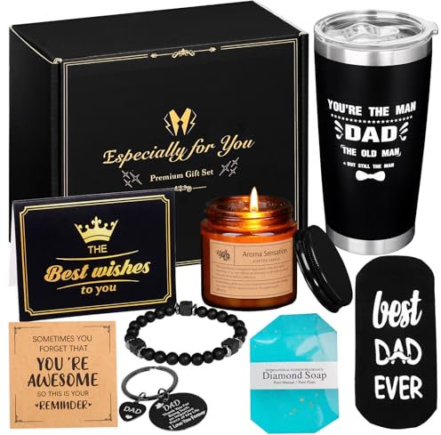 Antsparty Coffret Cadeau pour Homme de Noel Luxe avec Tasse à café Isotherme, Mug Papa en Acier Inoxydable, Cadeaux de Noël de Papa Cadeau de fête des Pères pour Anniversaire