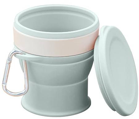 Duroecsain Faltbarer Campingbecher, faltbarer Wasserbecher, tragbarer dehnbarer Silikonbecher 250 ml, wiederverwendbarer faltbarer Campingbecher, tragbarer Trinkbecher, kleine tragbare Tasse