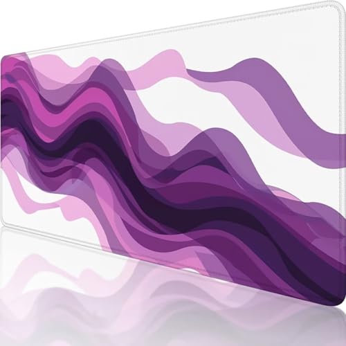 Lila Mauspad XXL 600x300 mm, Erweiterte Groß Mousepad Streifen, Wasserfest Schreibtischunterlage Vernähte Kanten Design, Mouse Pad mit Rutschfeste Gummibasis für Pc Büro Deko, Geschenke für männer j-W