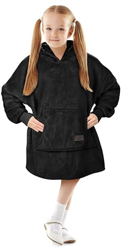 Catalonia Classy Kinder Hoodie Decke, übergroße Kuschel Hoodie Kinder, Mädchen Jungen Kuschel Fleece Tragbare Decke, Sherpa flauschige Riesen Kapuzen Sweatshirt für Jugendliche,