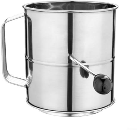 Besttoolifes Mehlsieb, 5/8 Tasse Mehlsieb zum Backen, feinmaschig, rotierende Handkurbel mit Schlaufenrührer für schnelles Sieben, Mehlsieb, Edelstahl, Kurbelsieb, Mehl (8 Tassen)