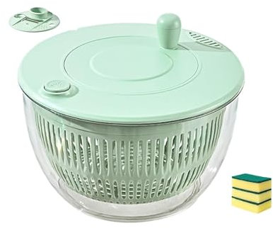 Nettoyeur bols fruits Essoreuse salade Grande petite Essoreuse salade manuelle laitues Passoire panier légumes avec système drainage intégré Passoire jaune d'œuf Déchiqueteuse avec 6 lames(B)