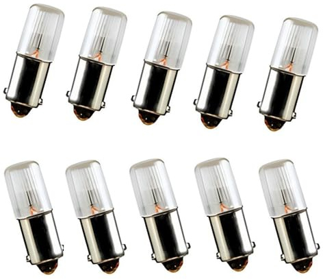 WYZBEN 10 Pcs Replacement Neon Indicator Light Bulbs 0.25W NE51H B2A T3.25 BA9s Amber 105-125V for Panel, Switches, Industrial Equipment Parts