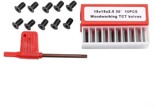 Eawfgtuw Inserti quadrati in carburo, 15 x 15 x 2,5 mm 4R0,5, Tornio in legno frese per tornitura angolare 30°, lame indicizzabili per piallatrice lavorazione del legno 10 pezzi