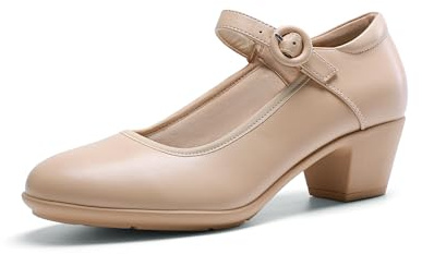 DREAM PAIRS Mary Jane lågtjocka klänningspumpar, NAKEN, 40.5 EU