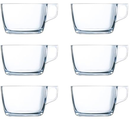 Luminarc Set de 6 tazones Nuevo de vidrio 50 cl | Blanco, Vidrio, forma cónica, acabado brillo, 50 cl, 6 piezas, apto para microondas, apto para frigorífico, fácil de limpiar