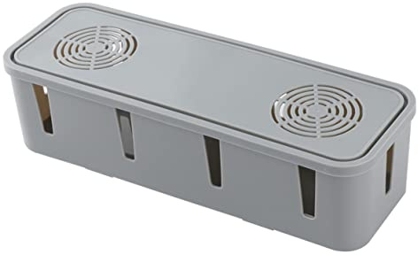 HOMSFOU Cable Storage Organizer Box Creative Plug Socket Safety Box Wire Management Grey Design for Tidy Cables and Easy Access