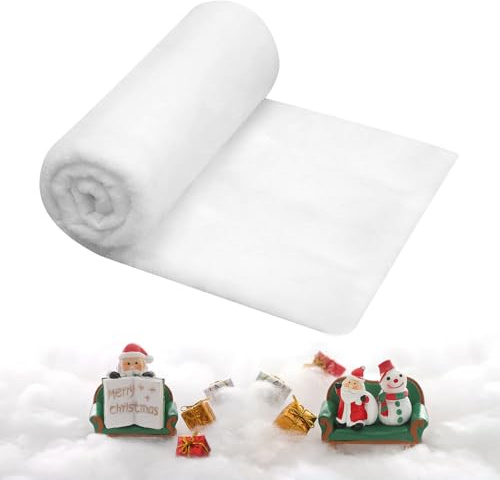 CIYIN Manta de Nieve Navideña, Rollo de Manta de Nieve Decoración Navideña, Alfombra de Nieve Artificial, Esponjosa Manta Falsa Nieve para Decoración de Fondo de Aldea Navideña (2,6 x 9,8 pies)