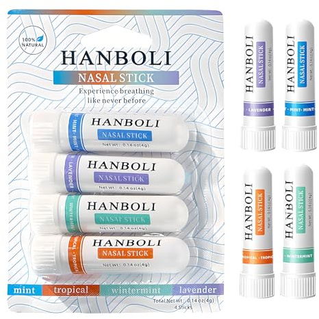 4 Stück Nasal Stick, Riechstifte für ätherische öle | Öle Inhalator-Röhren Für Reisen Und Erhöhen Konzentration Und Cleaning the Nasal Passages