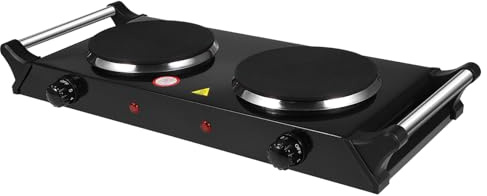 SMASOLO Double Electric Stove with Portable Handles Fast Heating Induction Cooker for Home and Outdoor Use Temperature Settings Heat Dissipation Design Uk Plug