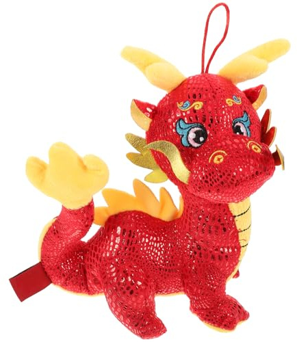 ZUNOXAZ Peluche Dragon Année du Dragon 2024 – Peluche Kawaii Rouge et Or 25 Cm – Mascotte Zodiaque Chinois pour Nouvel an Chinois et Présents Festifs