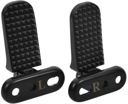 Ciieeo 1 Pair Folding Electric Moped Foot Pegs, Aluminum Alloy Rear Passenger Pedals for Scooter, E-Bike Motorcycle Accessories, Black Flip Up Down Step Plate, 43-51mm Hole Distance
