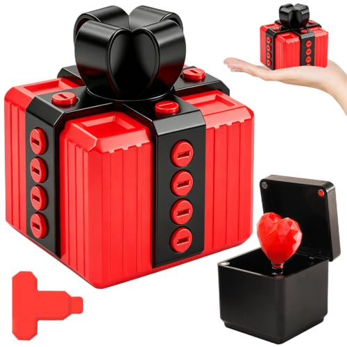 Scatola regalo stampata in 3D, con cuore, per San Valentino, compleanno, festa della mamma, Natale, decorazione da scrivania per ufficio (rosso nero)