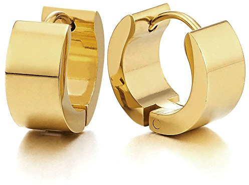 Anneau Boucles d'oreilles Charnière Or - Créoles - Boucles d'oreilles pour Homme Femme - Acier - 1 paire