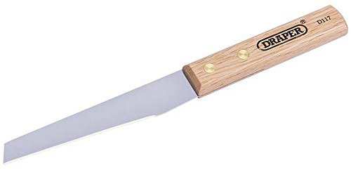 Draper Coltello da 115 mm per scarpe o pelle, lama flessibile in acciaio lucido, manico in legno, utensili manuali, 80201