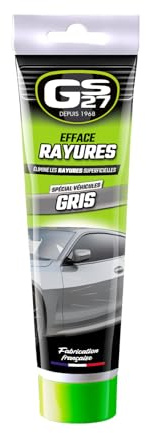 GS27 - Efface Rayures Gris - Élimine les Rayures Superficielles - Spécial Peinture Grise (Sauf Mate) - Application Facile - Fabriqué en France - 150g