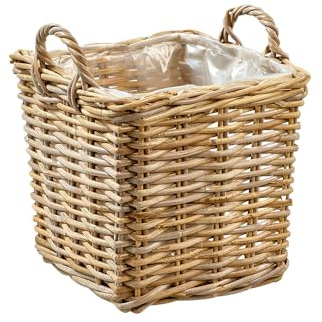 Quadratischer Kubu Weidenkorb mit Henkel - Großer Pflanzkorb Weide - 50cm - Natur - Vielseitige Verwendung - Indoor & Outdoor - Gartenkorb Korbgeflecht