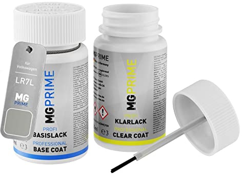 MG PRIME Billack Touch-up stick set för Volkswagen VW LR7L / R7L / 7B Silver Leaf Metallic/White Gold Metallic Basecoat clearcoat 50ml vardera