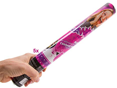 Kaawoom 5er Set Konfettikanone/Konfettishooter/Party Shooter/Party Popper - 30 cm (Metallic-Konfetti) für Party, Hochzeit, Geburtstag, Junggesellenabschied und Karneval