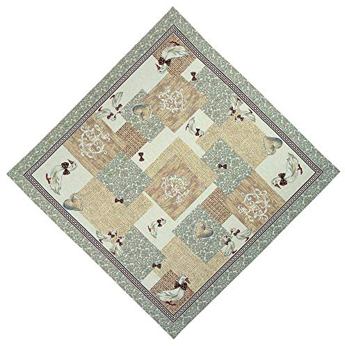 Tischdecke 97x97 cm Gobelin Mitteldecke Landhaus Gobelindecke Enten Küchendecke Beige