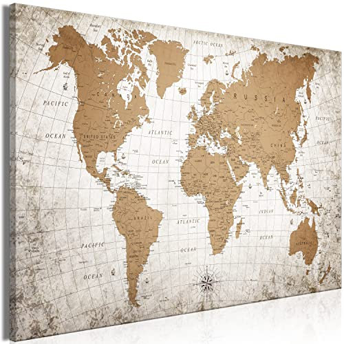 murando - Akustikbild Weltkarte Bilder Akustikschaum Hochleistungsschallabsorber Schallschutz Leinwand 1 tlg Wandbild Raumakustik Schalldämmung Abstrakt World Map Vintage