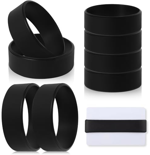 Juego de 8 bandas de silicona para billetera para dinero, tarjetas de efectivo, soporte elástico para dinero, cartera, clip de dinero, alternativa con 4 tarjetas de PVC para hombres y mujeres (negro)