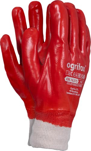 Ogrifox Schutzhandschuhe, Arbeitshandschuhe Ox.16.375 PVC, Rot, 120 Paar