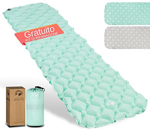 Backpacker's Journey Isomatte – Ultraleichte Luftmatratze mit kleinem Packmaß, ideal für Bikepacking, Camping & Outdoor – Aufblasbare Luftzellenmatte, leicht & kompakt (türkis)
