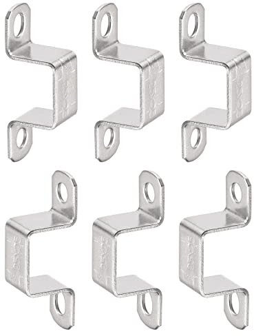 DTGN 22mmx27mm(InnerHxInnerW) U Shaped Strut Connector Bracket - 6Pack - Good for Home Pipe Fixing - 304 Stainless Steel Door Closed Bar Holder
