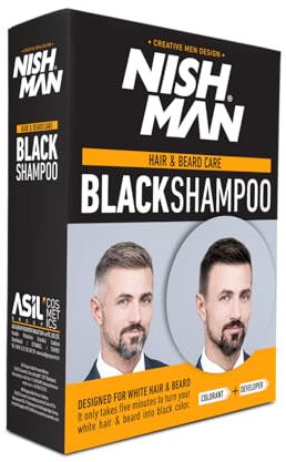 NISHMAN Champú para el cabello y la barba de Blackshampoo 2 x 200 ml