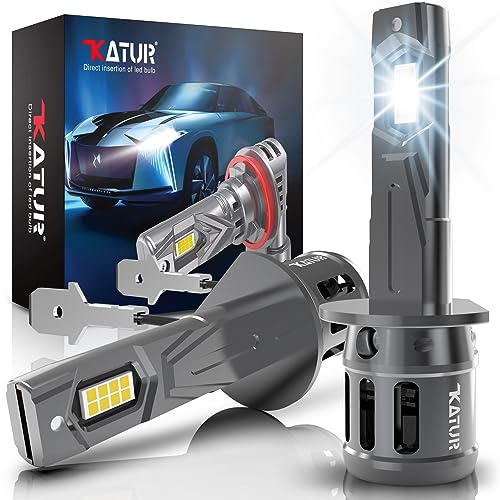 KATUR h1 LED Strålkastarlampor 80W 16000LM 6000K Xenon Vit Trådlös H1 Strålkastare Bil Konverteringssats Halogen Ersättningslampa 1:1 Mini Storlek Plug & Play LED Dimljus Glödlampa (2 st)