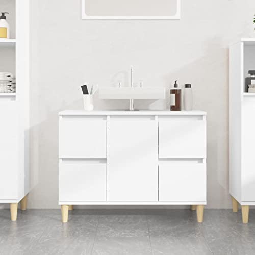 DCRAF Möbel Set Spültisch Schrank Waschbecken Schrank weiß 80x33x60 cm Engineered Wood