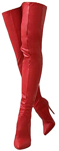 CRETUAO Bottes à Talons Hauts pour Femmes au-Dessus du Genou, Botte Longue à Bout Pointu Sexy avec Fermeture à glissière au Dos, personnalité la Mode Extensible, Botte à Talon Haut