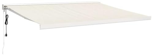 vidaXL Markise, Sonnenmarkise Einziehbar, Gelenkarmmarkise für Terrasse Balkon, Sonnenschutz Terrassenmarkise Balkonmarkise, Creme 4x3m Stoff Aluminium