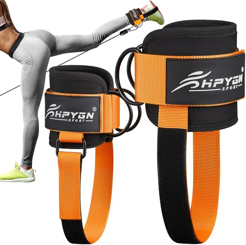 HPYGN Ankle Straps for Cable Machine, Adjustable Ankle Cuffs with Premium Padding for Kickbacks, Glute Kickback Ankle Strap for Women & Men, Cable Attachments for Gym, Leg Extension, Glute Workouts