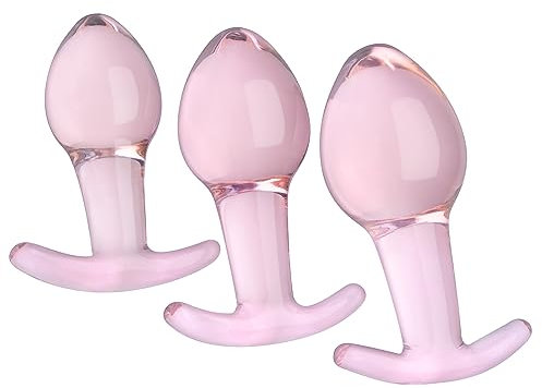 Set di Plug Anale in Vetro Cristallo Roluck 3Pc Buttplug Rosa in Diverse Misure per Principianti ed Esperti,Giocattoli Sessuali per Donne Uomini Coppie e Singoli Plug Anal Dildo Bacchetta del Piacere