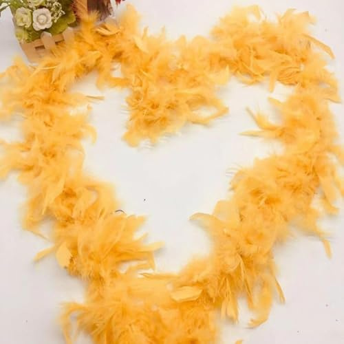 SYSUII 2m Federstola Federschal Kostüm Karneval Federboa für Weihnachtsbaum Dekoration Weihnachtsboa 20er Jahre Gatsby Halloween Mottoparty Fasching Kostümzubehör Charleston Burlesque kuschelig-Gold