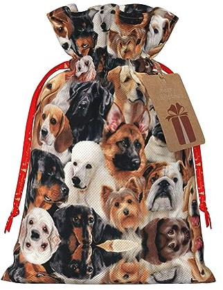 DURAGS Geschenktasche mit Kordelzug für viele Hunde, schicke Stoff-Geschenktüte für Weihnachten – ideal für jeden Anlass