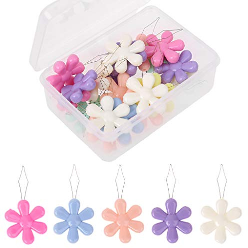 Ranuw Lot de 20 enfile-aiguilles en forme de fleur pour machine à coudre à la main, outil de broderie à petit chas, kit simple d'inserteur, changeur de fil automatique