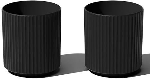 Veradek Demi Series Round Planter for Porch, Patio, Backyard | Durable Plastic-Stone Composite Material | Modern Décor for Tall Plants, Flowers