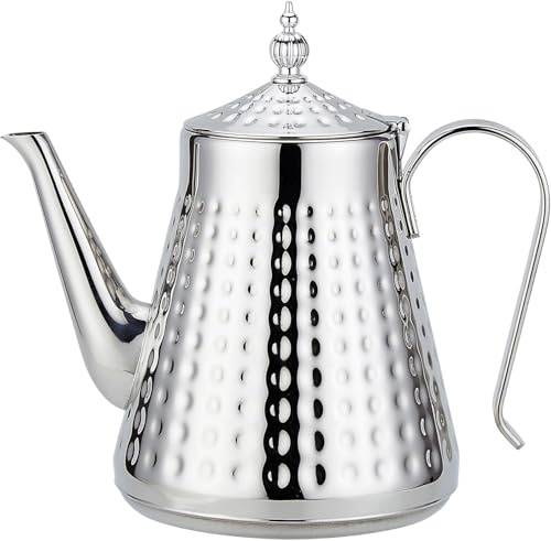 SANQIAHOME 1650ml,Tetera de acero inoxidable con infusor extraíble,tetera de estufa,plateado