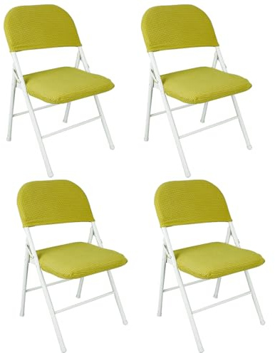 IGTOPS Stuhlhussen,Stretch Stuhlbezug,Klappstuhlbezug,Samt Klappstuhl SlipcoversAbnehmbar Waschbar Spannbezug für Esszimmerstühle Hochzeit Büro Bankette Partys Deko,Universal (4, Gelb)