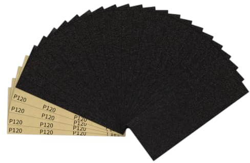 SenmaiTools Schleifpapier 120 Körnung Set 25 Stk Schleifblätter 93 x 230 mm Schmirgelpapier Nass und Trocken Schleifpapier für Auto Metall Holz Stein Lack