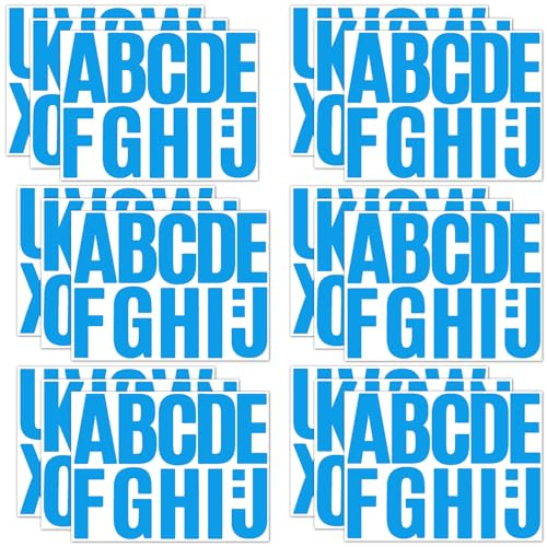 18 Hojas Pegatinas de Letras Mayúsculas, Pegatinas de Alfabeto Impermeables de 10,16cm Pegatinas de Letras Autoadhesivas Letras de Álbum de Recortes para Exteriores Decoración (Azul)